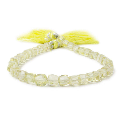 6-7mm Lemon Quartz Faceted Cube 8 inch 27 pieces