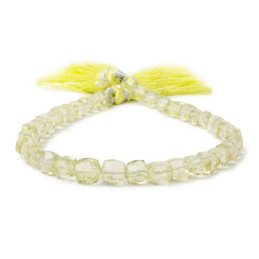 6-7mm Lemon Quartz Faceted Cube 8 inch 27 pieces