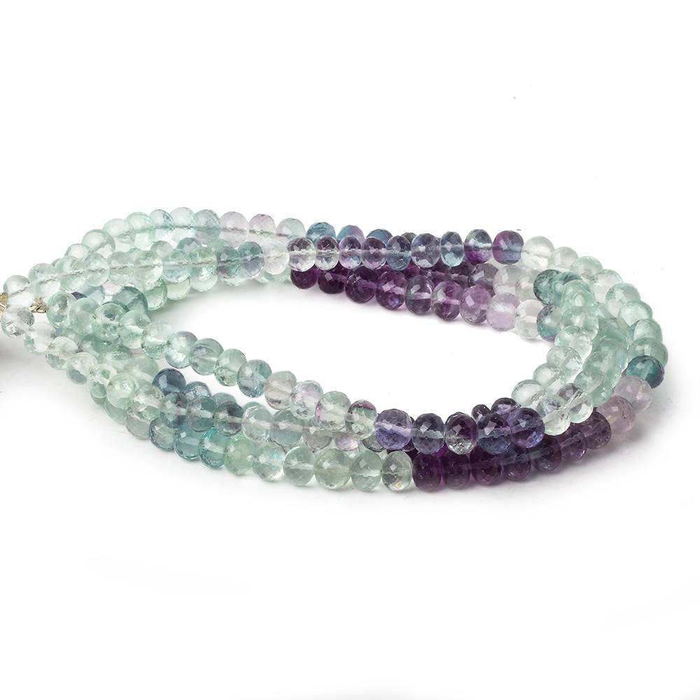 5-5.5mm Mint & Purple Fluorite micro faceted rondelles 16 inch 98 beads AAA