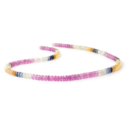 5-5.5mm Multi Color Madagascar Sapphire Faceted Rondelle 18 inch 130 Beads AA