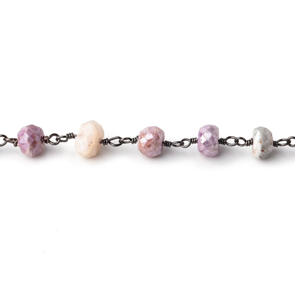 5-5.5mm Multi Gemstone Faceted Rondelles on Black Gold .925 Chain