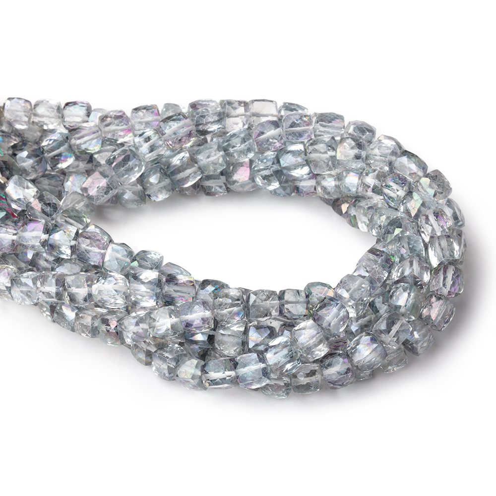 5-5.5mm Mystic White Topaz Faceted Cube Beads 8 inch 37 pieces