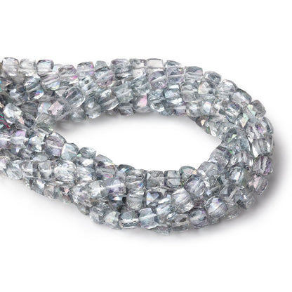5-5.5mm Mystic White Topaz Faceted Cube Beads 8 inch 37 pieces