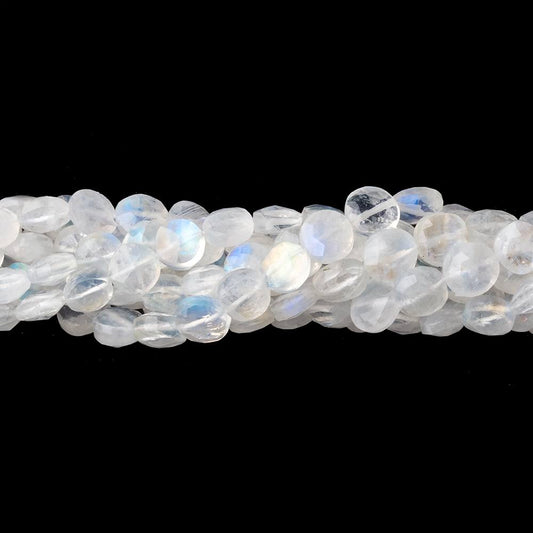 5-5.5mm Rainbow Moonstone Faceted Coin Beads 15.5 inch 68 pieces