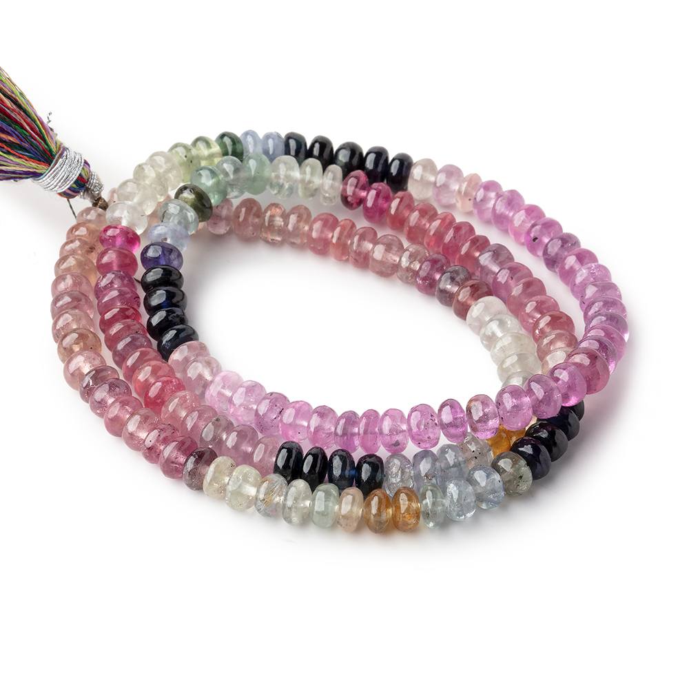 5-5.5mm Ruby & Multi Color Sapphire Plain Rondelle Beads 18 inch 164 pieces