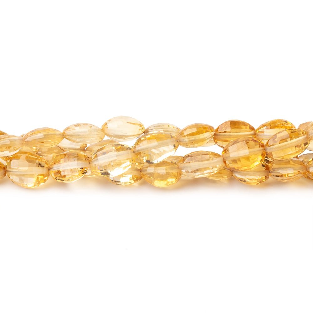 5-6.5mm Citrine Checkerboard Faceted Oval 16 inch 65 Beads