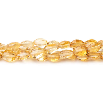 5-6.5mm Citrine Checkerboard Faceted Oval 16 inch 65 Beads