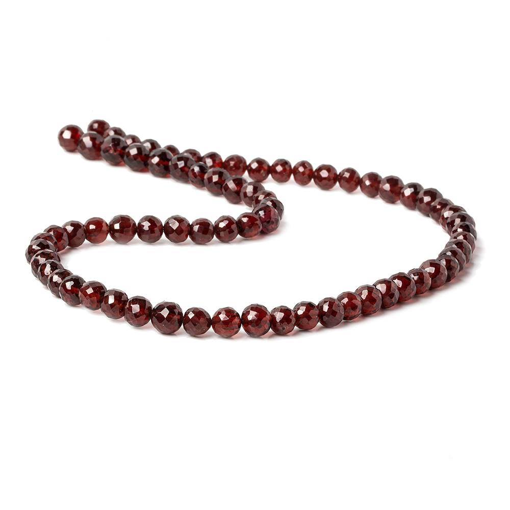 6-6.5mm Mozambique Garnet Faceted Round Beads 15.75 inch 68 pieces