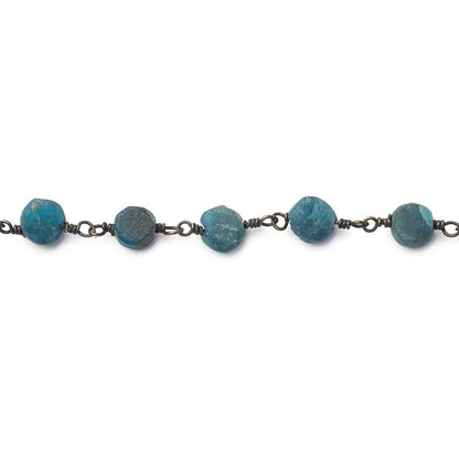 5-6.5mm Matte Apatite plain coin Black Gold plated Chain by the foot 27 beads