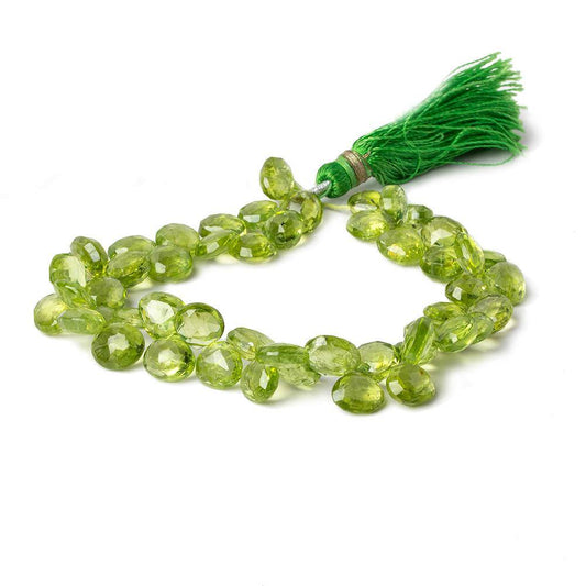 5-6.5mm Peridot Faceted Heart Beads 8 inch 52 pieces