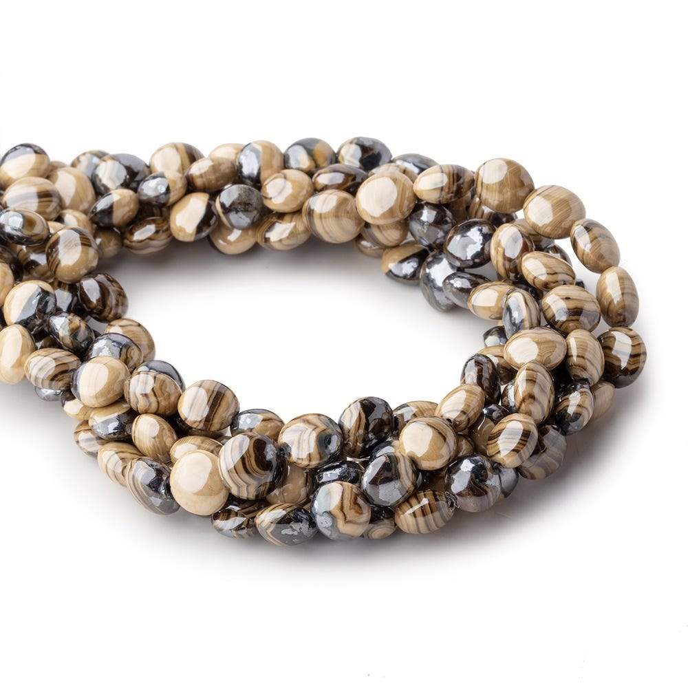 5-6.5mm Schalenblende Plain Coin Beads 8 inch 33 pieces AA rare