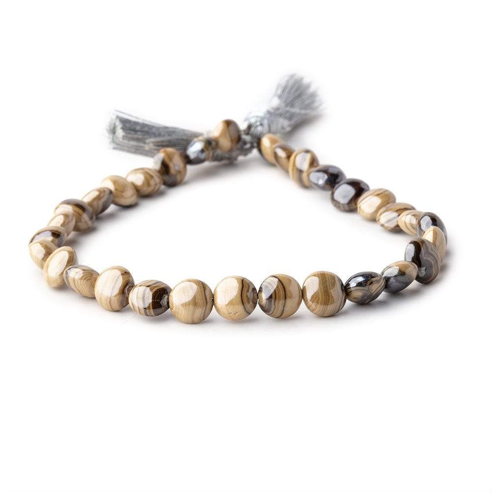 5-6.5mm Schalenblende Plain Coin Beads 8 inch 33 pieces AA rare