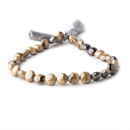 5-6.5mm Schalenblende Plain Coin Beads 8 inch 33 pieces AA rare