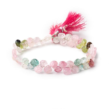 5-6mm Afghani Tourmaline Carved Heart Beads 7.5 inch 62 pieces AA