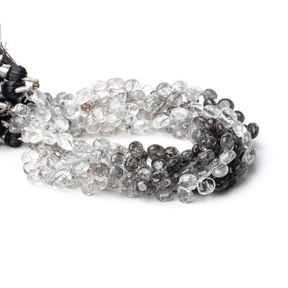 5-6mm Black Tourmalinated Quartz Plain Heart Beads 8.5 inch 64 pieces