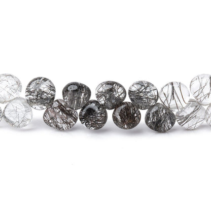 5-6mm Black Tourmalinated Quartz Plain Heart Beads 8.5 inch 64 pieces