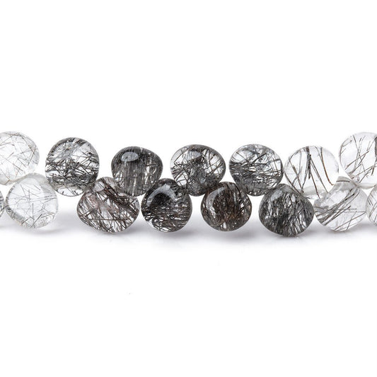 5-6mm Black Tourmalinated Quartz Plain Heart Beads 8.5 inch 64 pieces