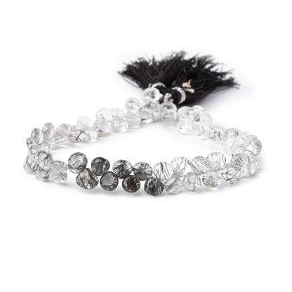 5-6mm Black Tourmalinated Quartz Plain Heart Beads 8.5 inch 64 pieces