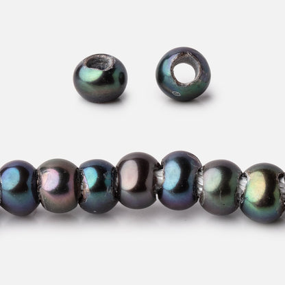 5-6mm Blue Peacock Off Round 2.5mm Large Hole Pearls 95 Beads