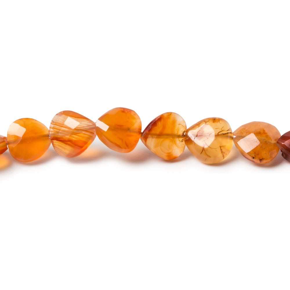 5-6mm Carnelian Straight Drilled Faceted Heart Beads 15 inch 64 pieces