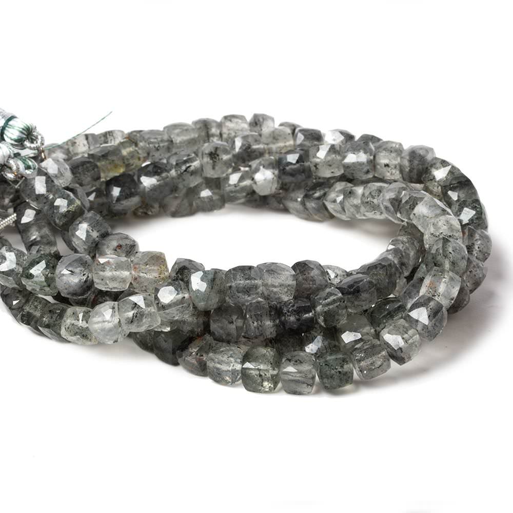 5-6mm Chlorite in Quartz faceted cubes 8 inch 37 Beads