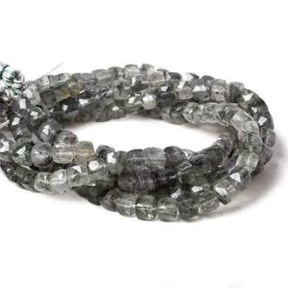 5-6mm Chlorite in Quartz faceted cubes 8 inch 37 Beads