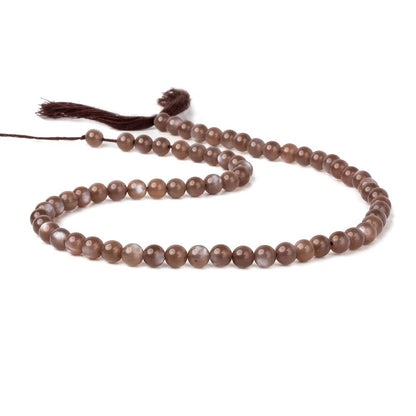 5-6mm Chocolate Moonstone plain rounds 16 inch 68 beads 1mm drill hole