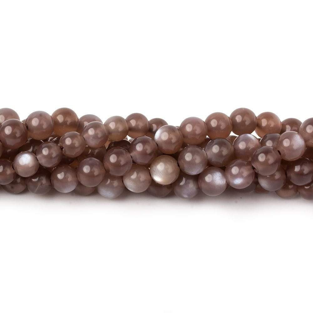 5-6mm Chocolate Moonstone plain rounds 16 inch 68 beads 1mm drill hole