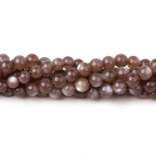 5-6mm Chocolate Moonstone plain rounds 16 inch 68 beads 1mm drill hole
