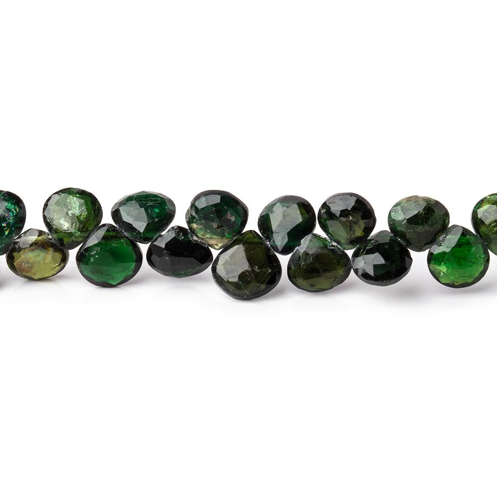 5-6mm Chrome Green Tourmaline Faceted Heart Beads 8 inch 58 pieces