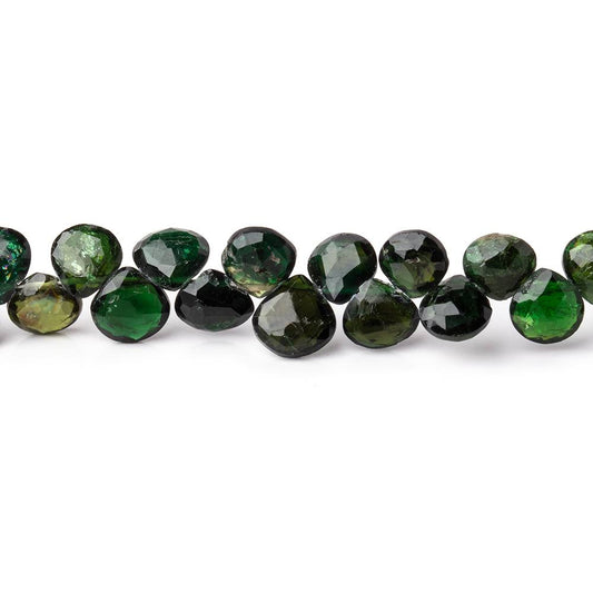 5-6mm Chrome Green Tourmaline Faceted Heart Beads 8 inch 58 pieces