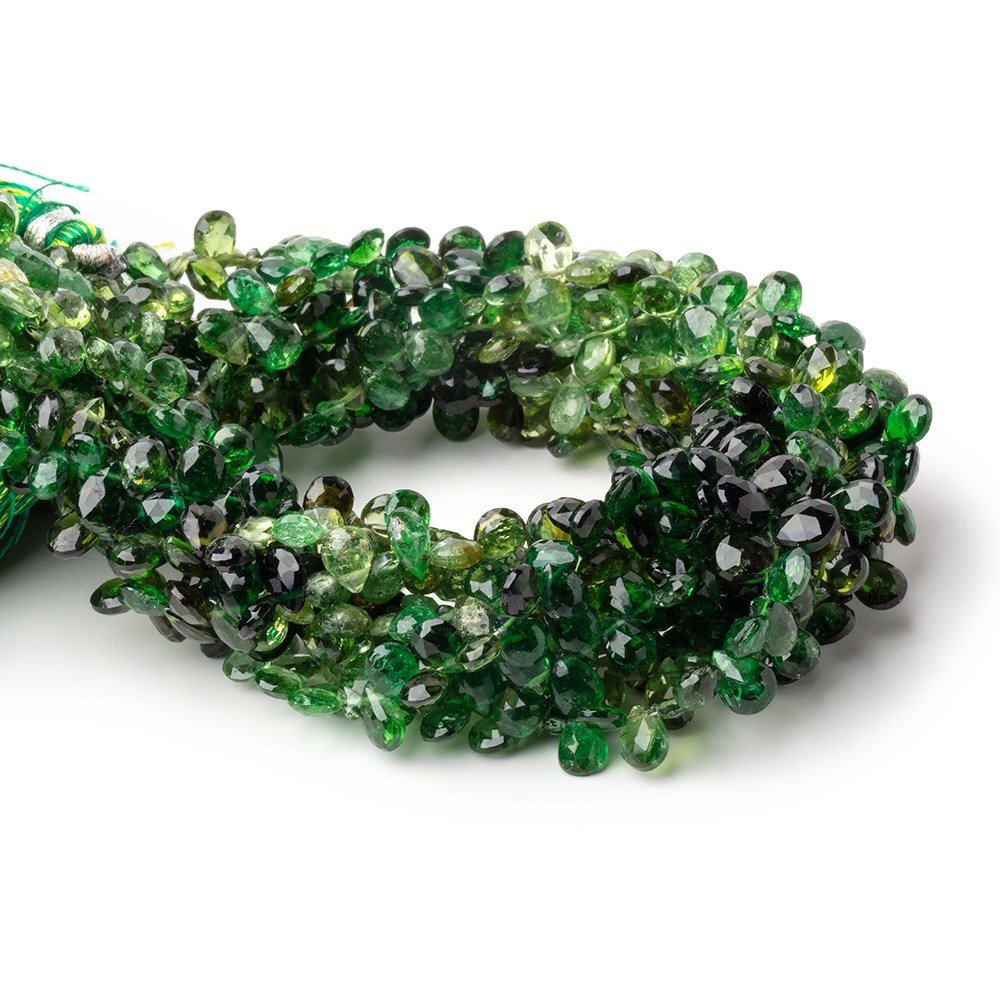 5-6mm Chrome Tourmaline Faceted Pear Beads 8 inch 80 pieces AA