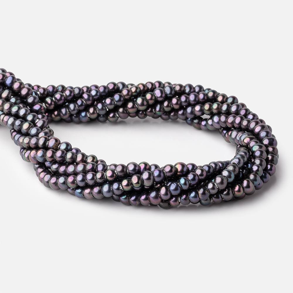 5-6mm Dark Peacock Off Round 2.5mm Large Hole Pearls 15 inch 90 Beads