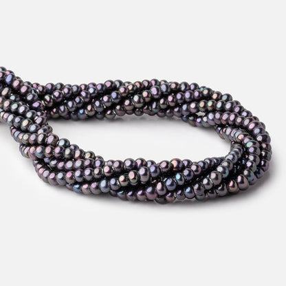 5-6mm Dark Peacock Off Round 2.5mm Large Hole Pearls 15 inch 90 Beads