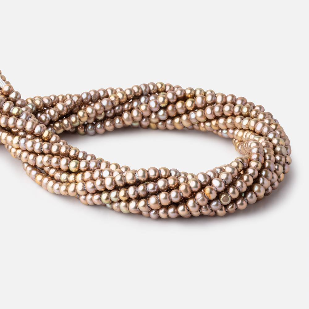 5-6mm Golden Beige Off Round 2.5mm Large Hole Pearls 95 Beads