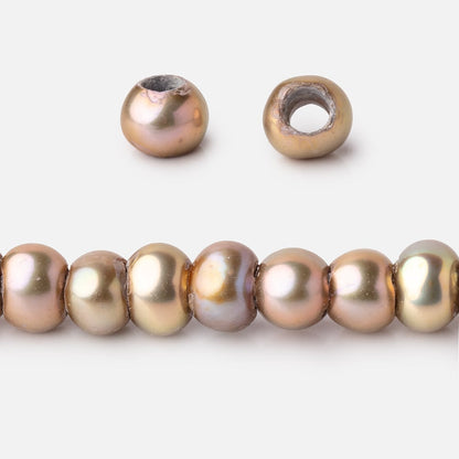 5-6mm Golden Beige Off Round 2.5mm Large Hole Pearls 95 Beads