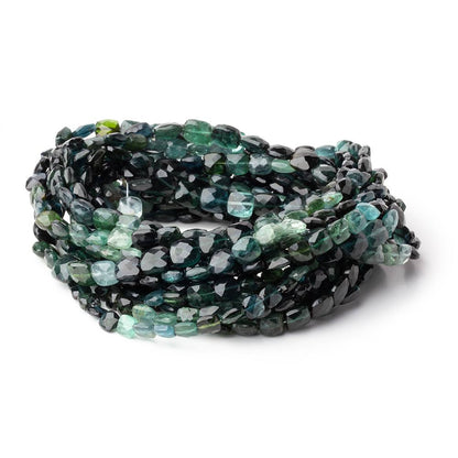 5-6mm Indicolite & Green Tourmaline Faceted Cushion 16 inch 58 Beads