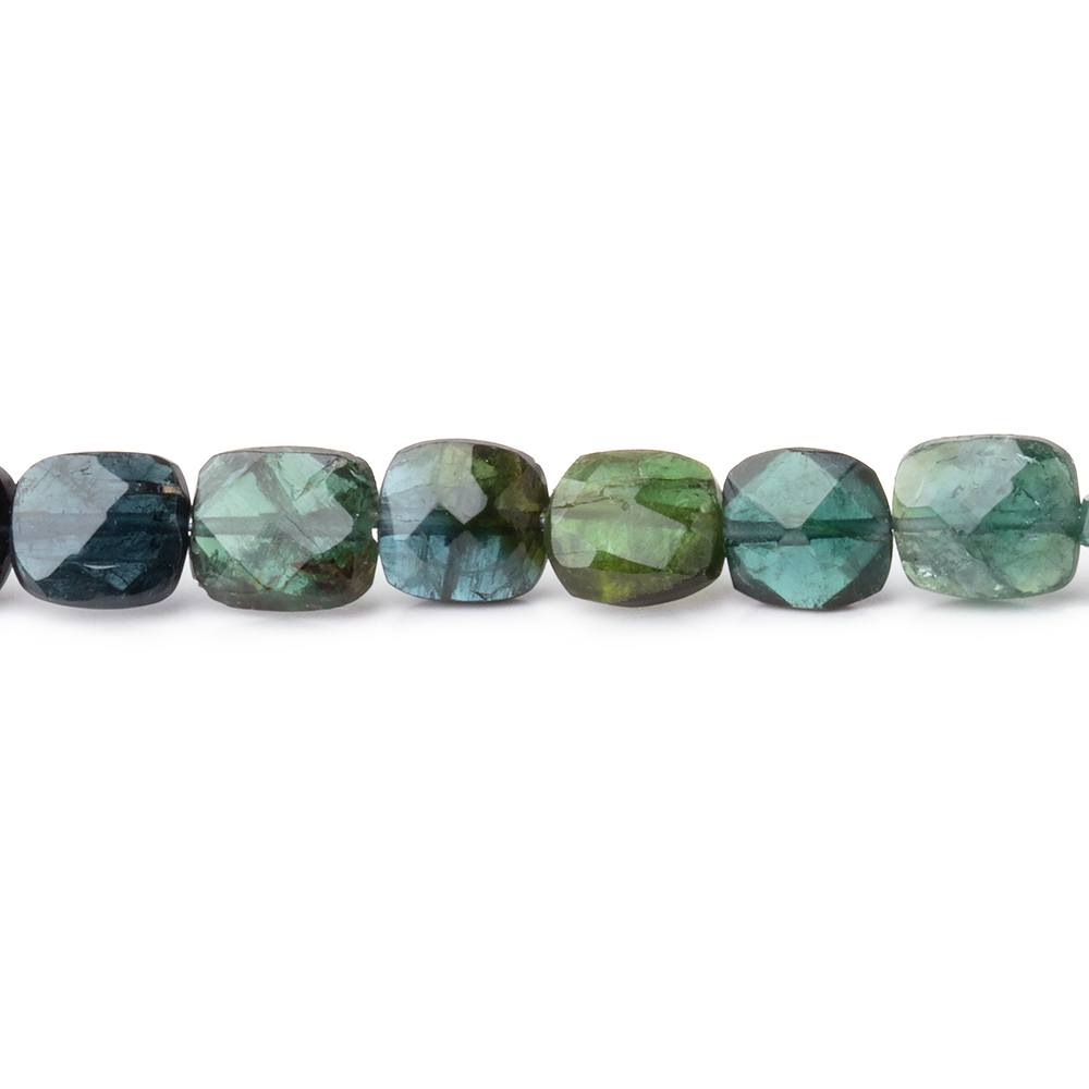 5-6mm Indicolite & Green Tourmaline Faceted Cushion 16 inch 58 Beads