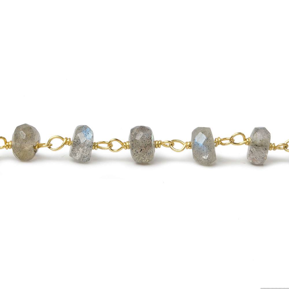 5-6mm Labradorite Faceted Rondelle Vermeil Chain - Lot of 2 Feet