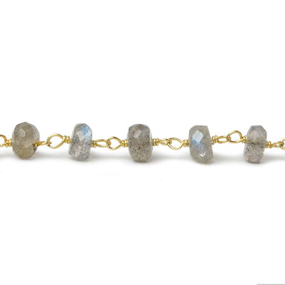 5-6mm Labradorite Faceted Rondelle Vermeil Chain - Lot of 2 Feet