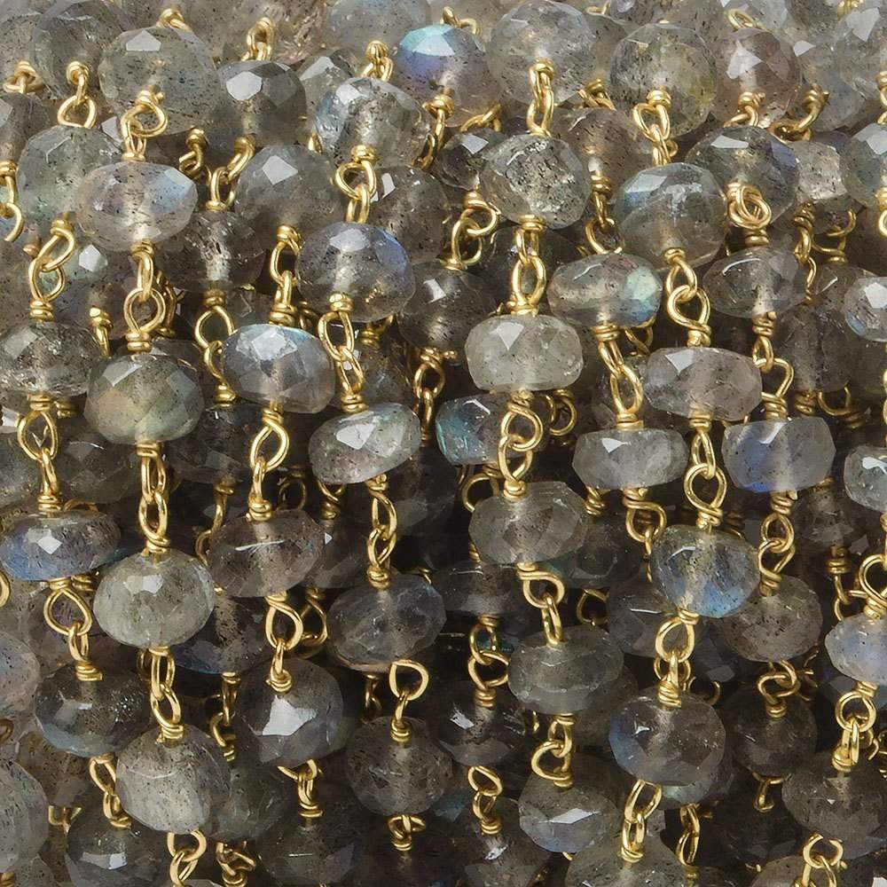 5-6mm Labradorite Faceted Rondelle Vermeil Chain - Lot of 2 Feet