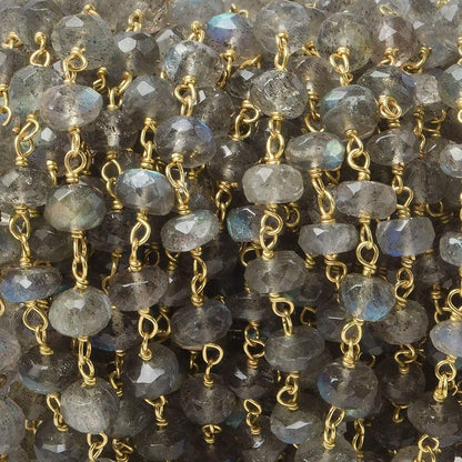 5-6mm Labradorite Faceted Rondelle Vermeil Chain - Lot of 2 Feet