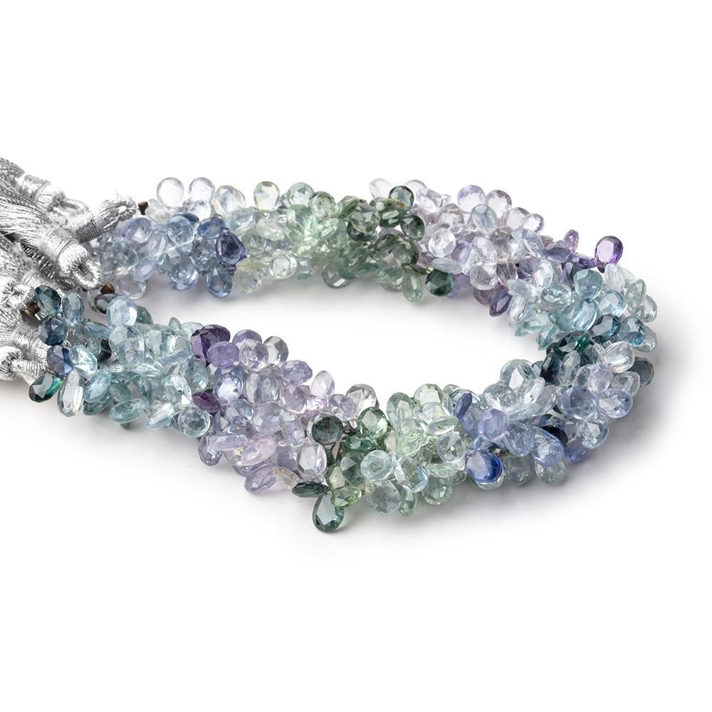 5-6mm Multi Color Fancy Sapphire Faceted Pear Beads 7.5 inch 93 pieces