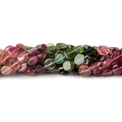 5-6mm Multi Color Tourmaline plain coins 14 inch 57 beads A