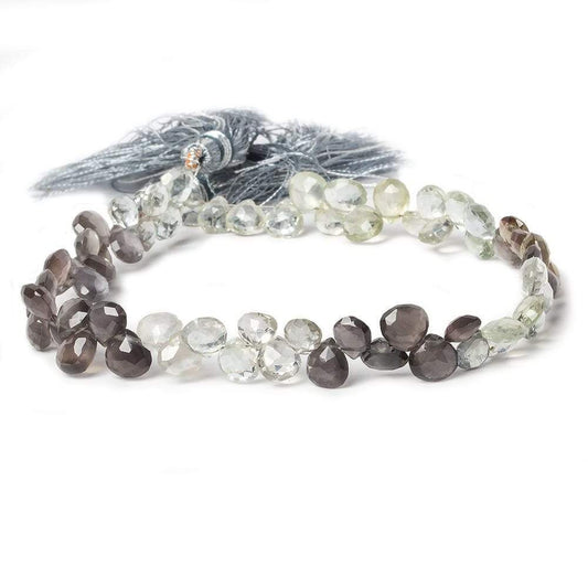 5-6mm Multi-tonal Silimanite Heart Briolette 8 inch 66 pieces