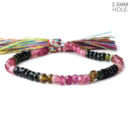 5 - 6mm Multi Tourmaline Large Hole Faceted Rondelle Beads 8 inch 59 pieces AAA