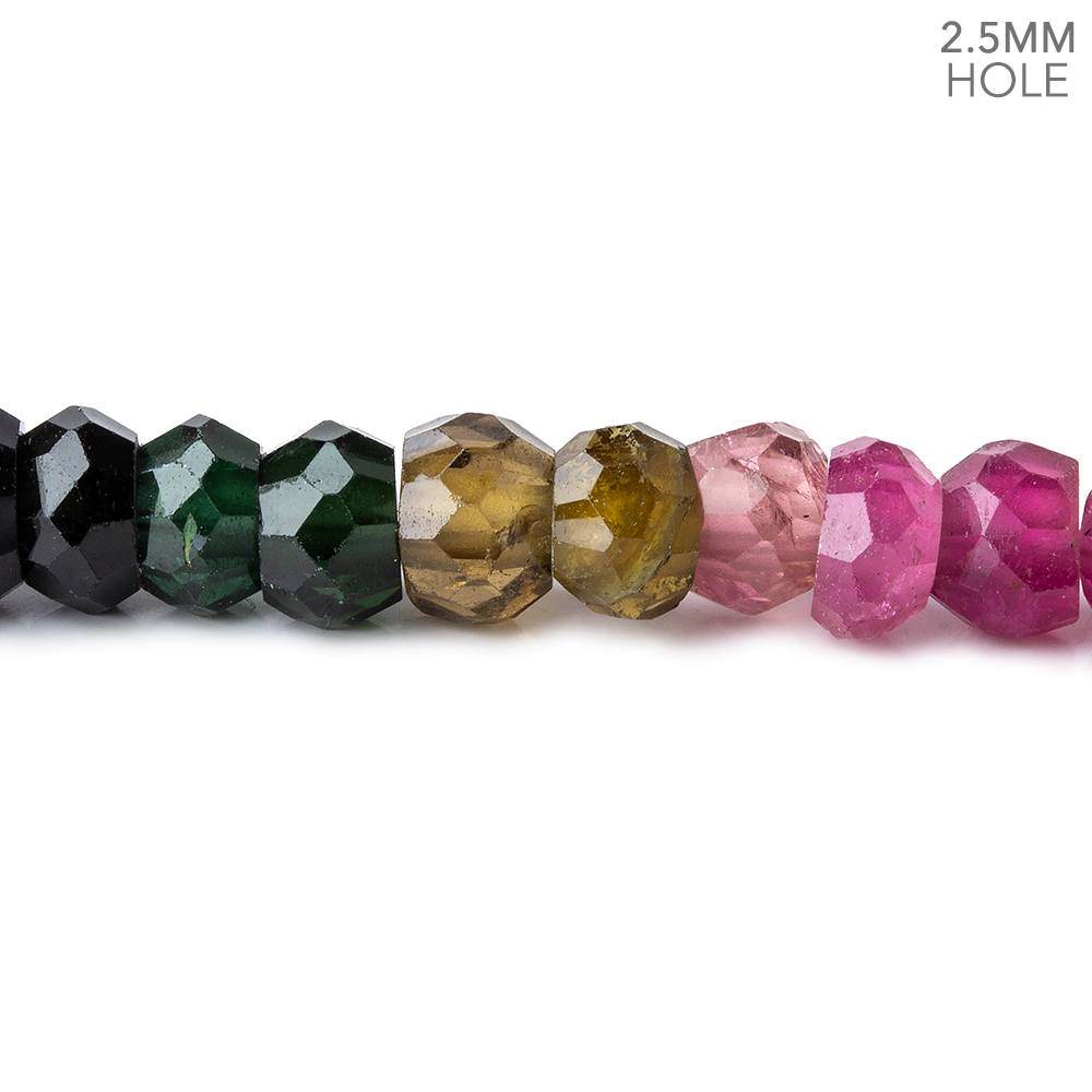 5 - 6mm Multi Tourmaline Large Hole Faceted Rondelle Beads 8 inch 59 pieces AAA
