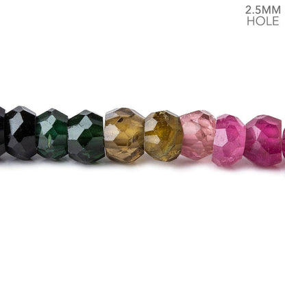 5 - 6mm Multi Tourmaline Large Hole Faceted Rondelle Beads 8 inch 59 pieces AAA