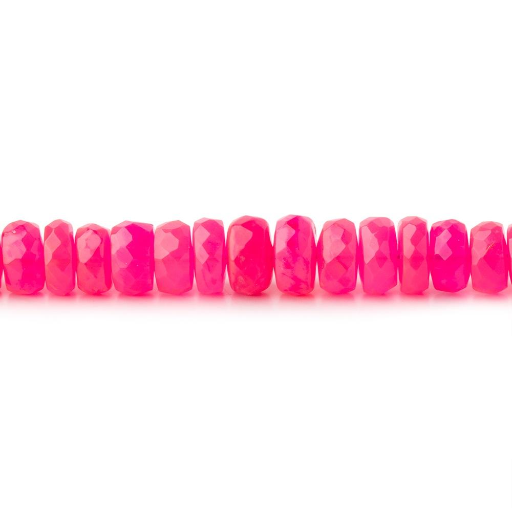 5-6mm Neon Pink Ethiopian Opal Faceted Rondelles 18 inch 164 color treated beads AA