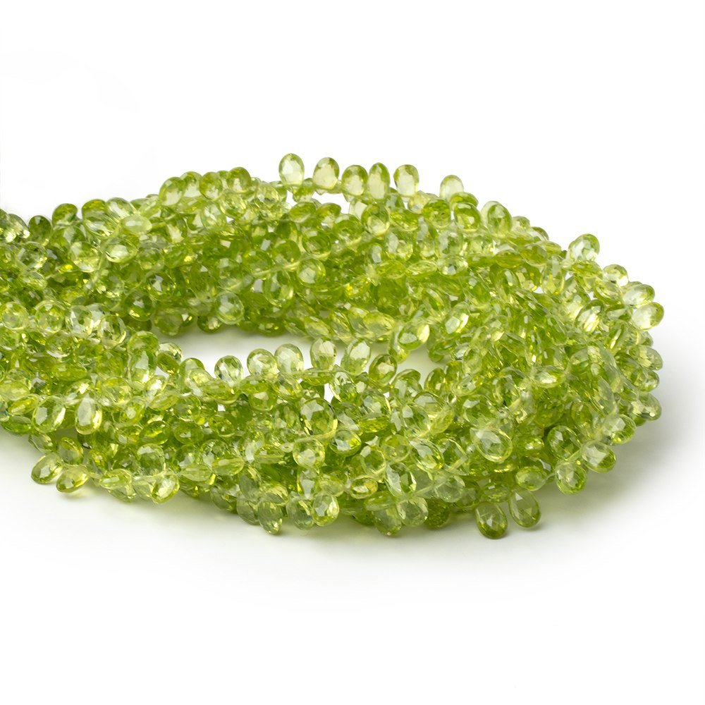 5-6mm Peridot Faceted Pear Beads 9 inch 90 pieces